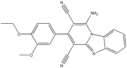 1-amino-3-(4-ethoxy-3-methoxyphenyl)pyrido[1,2-a]benzimidazole-2,4-dicarbonitrile Struktur