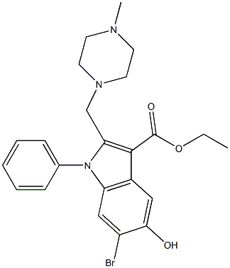 ethyl 6-bromo-5-hydroxy-2-[(4-methyl-1-piperazinyl)methyl]-1-phenyl-1H-indole-3-carboxylate Struktur