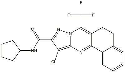 11-chloro-N-cyclopentyl-7-(trifluoromethyl)-5,6-dihydrobenzo[h]pyrazolo[5,1-b]quinazoline-10-carboxamide Struktur