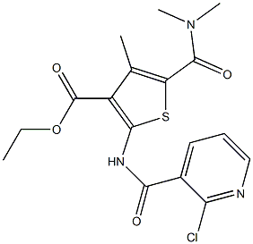 ethyl 2-{[(2-chloro-3-pyridinyl)carbonyl]amino}-5-[(dimethylamino)carbonyl]-4-methyl-3-thiophenecarboxylate Struktur