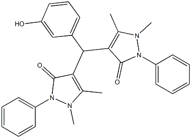 4-[(1,5-dimethyl-3-oxo-2-phenyl-2,3-dihydro-1H-pyrazol-4-yl)(3-hydroxyphenyl)methyl]-1,5-dimethyl-2-phenyl-1,2-dihydro-3H-pyrazol-3-one Struktur