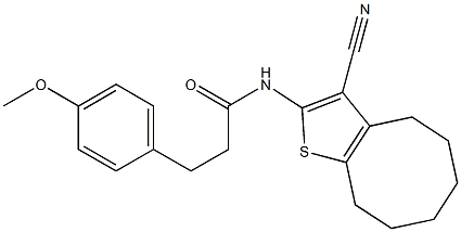 N-(3-cyano-4,5,6,7,8,9-hexahydrocycloocta[b]thien-2-yl)-3-(4-methoxyphenyl)propanamide Struktur