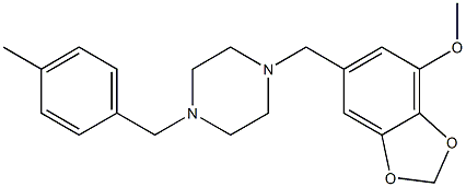 methyl 6-{[4-(4-methylbenzyl)-1-piperazinyl]methyl}-1,3-benzodioxol-4-yl ether Struktur