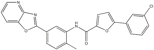 5-(3-chlorophenyl)-N-(2-methyl-5-[1,3]oxazolo[4,5-b]pyridin-2-ylphenyl)-2-furamide Struktur