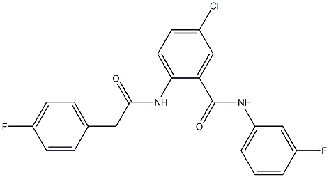 5-chloro-N-(3-fluorophenyl)-2-{[(4-fluorophenyl)acetyl]amino}benzamide Struktur