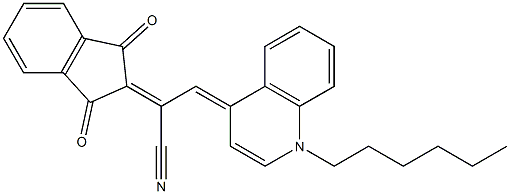 2-(1,3-dioxo-1,3-dihydro-2H-inden-2-ylidene)-3-(1-hexyl-4(1H)-quinolinylidene)propanenitrile Struktur