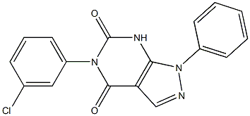 5-(3-chlorophenyl)-1-phenyl-1H-pyrazolo[3,4-d]pyrimidine-4,6(5H,7H)-dione Struktur