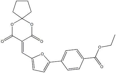 ethyl 4-{5-[(7,9-dioxo-6,10-dioxaspiro[4.5]dec-8-ylidene)methyl]furan-2-yl}benzoate Struktur