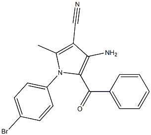 4-amino-5-benzoyl-1-(4-bromophenyl)-2-methyl-1H-pyrrole-3-carbonitrile Struktur