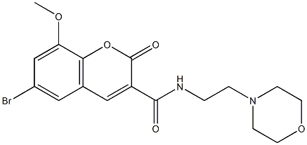 6-bromo-8-methoxy-N-[2-(4-morpholinyl)ethyl]-2-oxo-2H-chromene-3-carboxamide Struktur