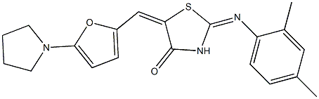 2-[(2,4-dimethylphenyl)imino]-5-{[5-(1-pyrrolidinyl)-2-furyl]methylene}-1,3-thiazolidin-4-one Struktur