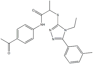 N-(4-acetylphenyl)-2-{[4-ethyl-5-(3-methylphenyl)-4H-1,2,4-triazol-3-yl]sulfanyl}propanamide Struktur