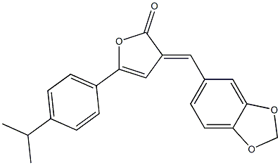 3-(1,3-benzodioxol-5-ylmethylene)-5-(4-isopropylphenyl)-2(3H)-furanone Struktur