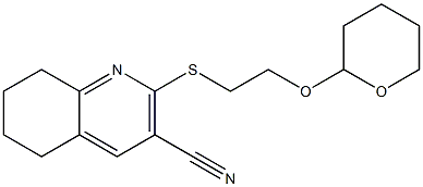 2-{[2-(tetrahydro-2H-pyran-2-yloxy)ethyl]sulfanyl}-5,6,7,8-tetrahydro-3-quinolinecarbonitrile Struktur