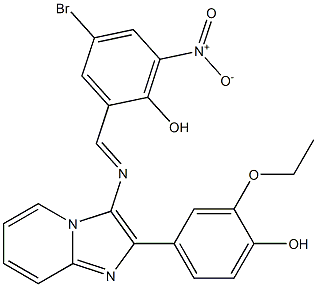 4-bromo-2-({[2-(3-ethoxy-4-hydroxyphenyl)imidazo[1,2-a]pyridin-3-yl]imino}methyl)-6-nitrophenol Struktur