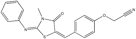 (4-{[3-methyl-4-oxo-2-(phenylimino)-1,3-thiazolidin-5-ylidene]methyl}phenoxy)acetonitrile Struktur