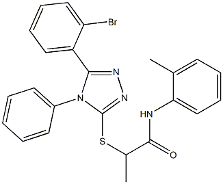 2-{[5-(2-bromophenyl)-4-phenyl-4H-1,2,4-triazol-3-yl]sulfanyl}-N-(2-methylphenyl)propanamide Struktur