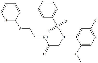 2-[5-chloro-2-methoxy(phenylsulfonyl)anilino]-N-[2-(2-pyridinylsulfanyl)ethyl]acetamide Struktur