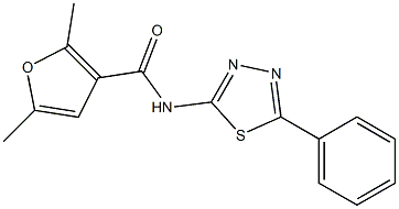 2,5-dimethyl-N-(5-phenyl-1,3,4-thiadiazol-2-yl)-3-furamide Struktur