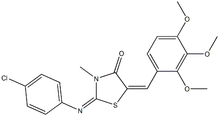 2-[(4-chlorophenyl)imino]-3-methyl-5-(2,3,4-trimethoxybenzylidene)-1,3-thiazolidin-4-one Struktur