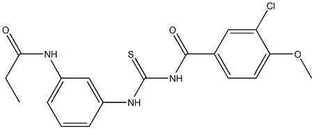 N-[3-({[(3-chloro-4-methoxybenzoyl)amino]carbothioyl}amino)phenyl]propanamide Struktur