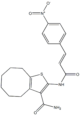 2-[(3-{4-nitrophenyl}acryloyl)amino]-4,5,6,7,8,9-hexahydrocycloocta[b]thiophene-3-carboxamide Struktur