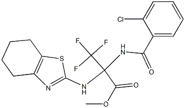 methyl 2-[(2-chlorobenzoyl)amino]-3,3,3-trifluoro-2-(4,5,6,7-tetrahydro-1,3-benzothiazol-2-ylamino)propanoate Struktur