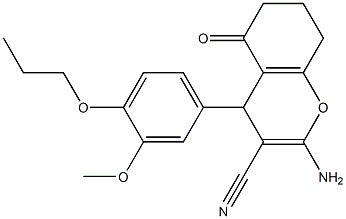 2-amino-4-(3-methoxy-4-propoxyphenyl)-5-oxo-5,6,7,8-tetrahydro-4H-chromene-3-carbonitrile Struktur