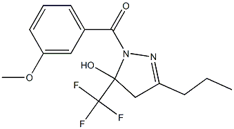 1-(3-methoxybenzoyl)-3-propyl-5-(trifluoromethyl)-4,5-dihydro-1H-pyrazol-5-ol Struktur