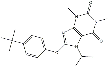 8-(4-tert-butylphenoxy)-7-isopropyl-1,3-dimethyl-3,7-dihydro-1H-purine-2,6-dione Struktur