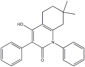 4-hydroxy-7,7-dimethyl-1,3-diphenyl-5,6,7,8-tetrahydro-2(1H)-quinolinone Struktur