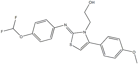 2-(2-{[4-(difluoromethoxy)phenyl]imino}-4-(4-methoxyphenyl)-1,3-thiazol-3(2H)-yl)ethanol Struktur