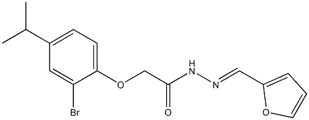 2-(2-bromo-4-isopropylphenoxy)-N'-[(E)-2-furylmethylidene]acetohydrazide Struktur