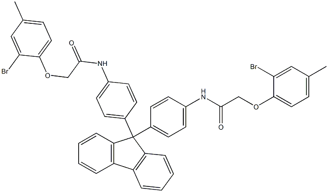 2-(2-bromo-4-methylphenoxy)-N-{4-[9-(4-{[2-(2-bromo-4-methylphenoxy)acetyl]amino}phenyl)-9H-fluoren-9-yl]phenyl}acetamide Struktur