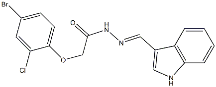 2-(4-bromo-2-chlorophenoxy)-N'-[(E)-1H-indol-3-ylmethylidene]acetohydrazide Struktur