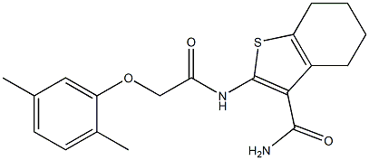 2-{[2-(2,5-dimethylphenoxy)acetyl]amino}-4,5,6,7-tetrahydro-1-benzothiophene-3-carboxamide Struktur