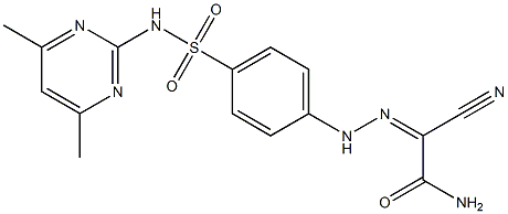 2-cyano-2-[(Z)-2-(4-{[(4,6-dimethyl-2-pyrimidinyl)amino]sulfonyl}phenyl)hydrazono]acetamide Struktur