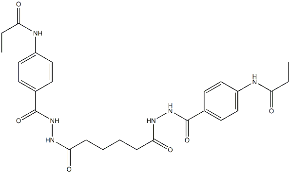 N-(4-{[2-(6-oxo-6-{2-[4-(propionylamino)benzoyl]hydrazino}hexanoyl)hydrazino]carbonyl}phenyl)propanamide Struktur