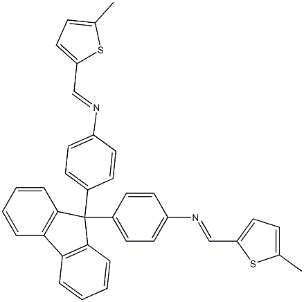 N-[(E)-(5-methyl-2-thienyl)methylidene]-N-{4-[9-(4-{[(E)-(5-methyl-2-thienyl)methylidene]amino}phenyl)-9H-fluoren-9-yl]phenyl}amine Struktur