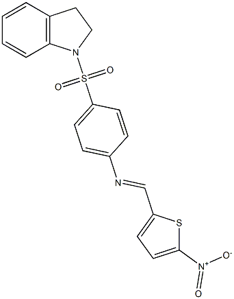 4-(2,3-dihydro-1H-indol-1-ylsulfonyl)-N-[(E)-(5-nitro-2-thienyl)methylidene]aniline Struktur