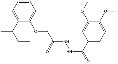 N'-{2-[2-(sec-butyl)phenoxy]acetyl}-3,4-dimethoxybenzohydrazide Struktur