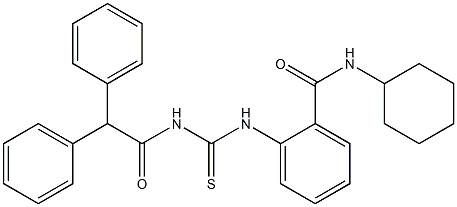 N-cyclohexyl-2-({[(2,2-diphenylacetyl)amino]carbothioyl}amino)benzamide Struktur