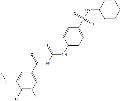 N-cyclohexyl-4-({[(3,4,5-trimethoxybenzoyl)amino]carbothioyl}amino)benzenesulfonamide Struktur