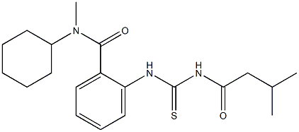 N-cyclohexyl-N-methyl-2-({[(3-methylbutanoyl)amino]carbothioyl}amino)benzamide Struktur