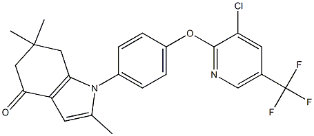 1-(4-{[3-chloro-5-(trifluoromethyl)-2-pyridinyl]oxy}phenyl)-2,6,6-trimethyl-1,5,6,7-tetrahydro-4H-indol-4-one Struktur