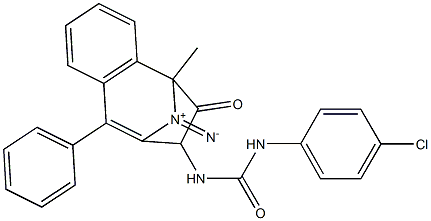 N-(2,5-diaza-2-methyl-3-oxo-6-phenylbicyclo[5.4.0]undeca-1(7),5,8,10-tetraen-4-yl)((4-chlorophenyl)amino)formamide Struktur