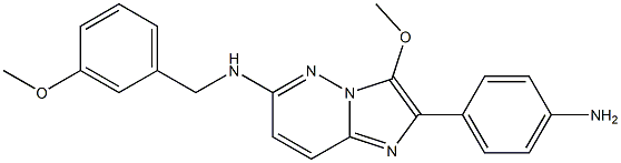 2-(4-Aminophenyl)-3-methoxy-N-(3-methoxybenzyl)imidazo[1,2-b]pyridazin-6-amine Struktur