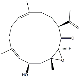 (2S,3R,5R,6E,10E,14S)-14-(1-Methylethenyl)-2,3-epoxy-5-hydroxy-3,7,11-trimethylcyclotetradeca-6,10-dien-1-one Struktur