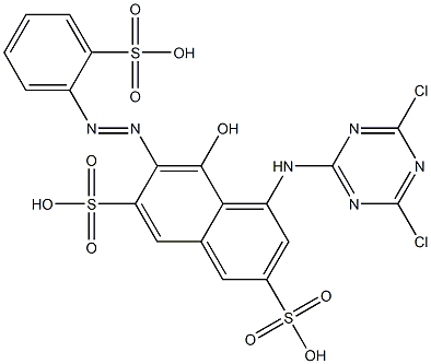 4-(4,6-Dichloro-1,3,5-triazin-2-ylamino)-5-hydroxy-6-(o-sulfophenylazo)-2,7-naphthalenedisulfonic acid Struktur