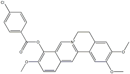 5,6-Dihydro-2,3,10-trimethoxy-9-(4-chlorobenzoyloxy)dibenzo[a,g]quinolizinium Struktur